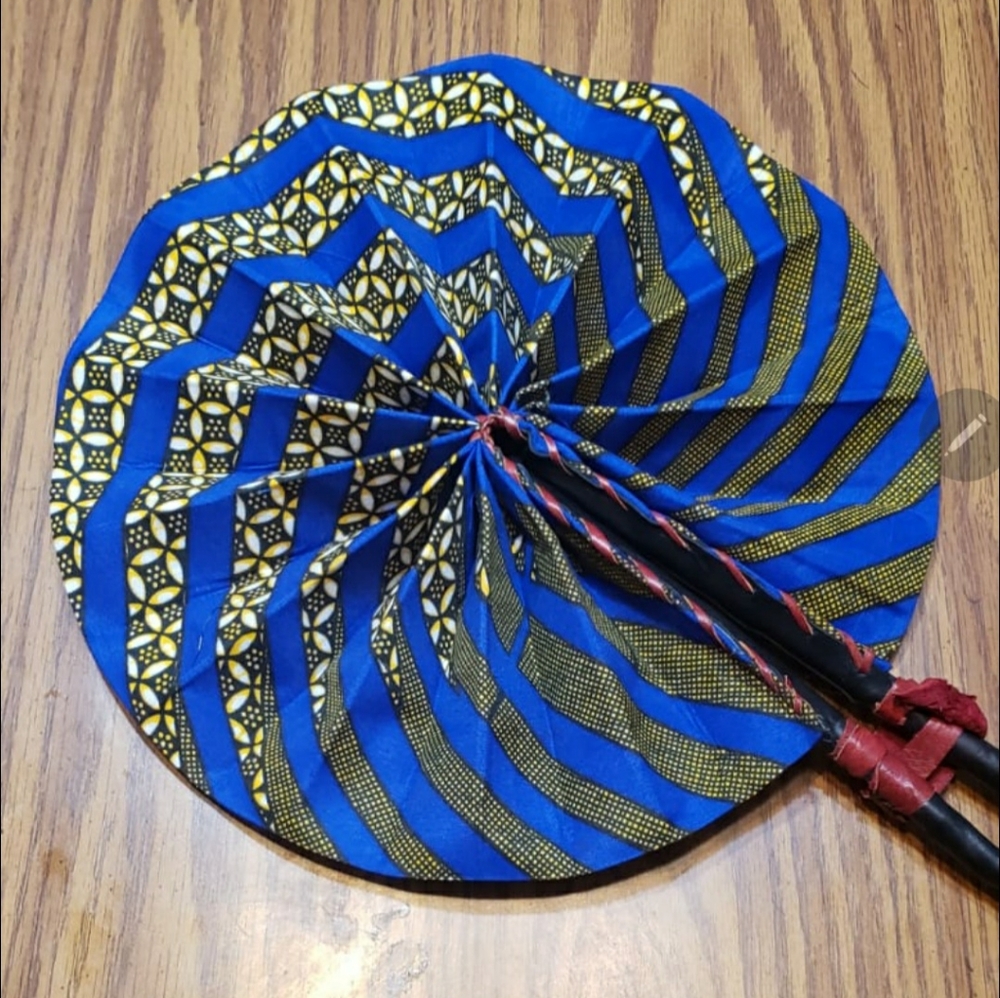 African ankara fabric folding  hand fan